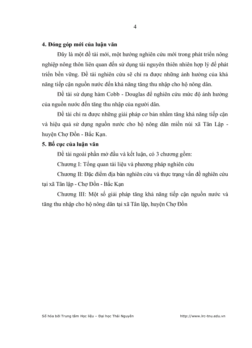 image for page Ảnh hưởng của việc tiếp cận nguồn nước đến thu nhập của hộ nông dân xã Tân Lập huyện Chợ Đồn Bắc Kạn