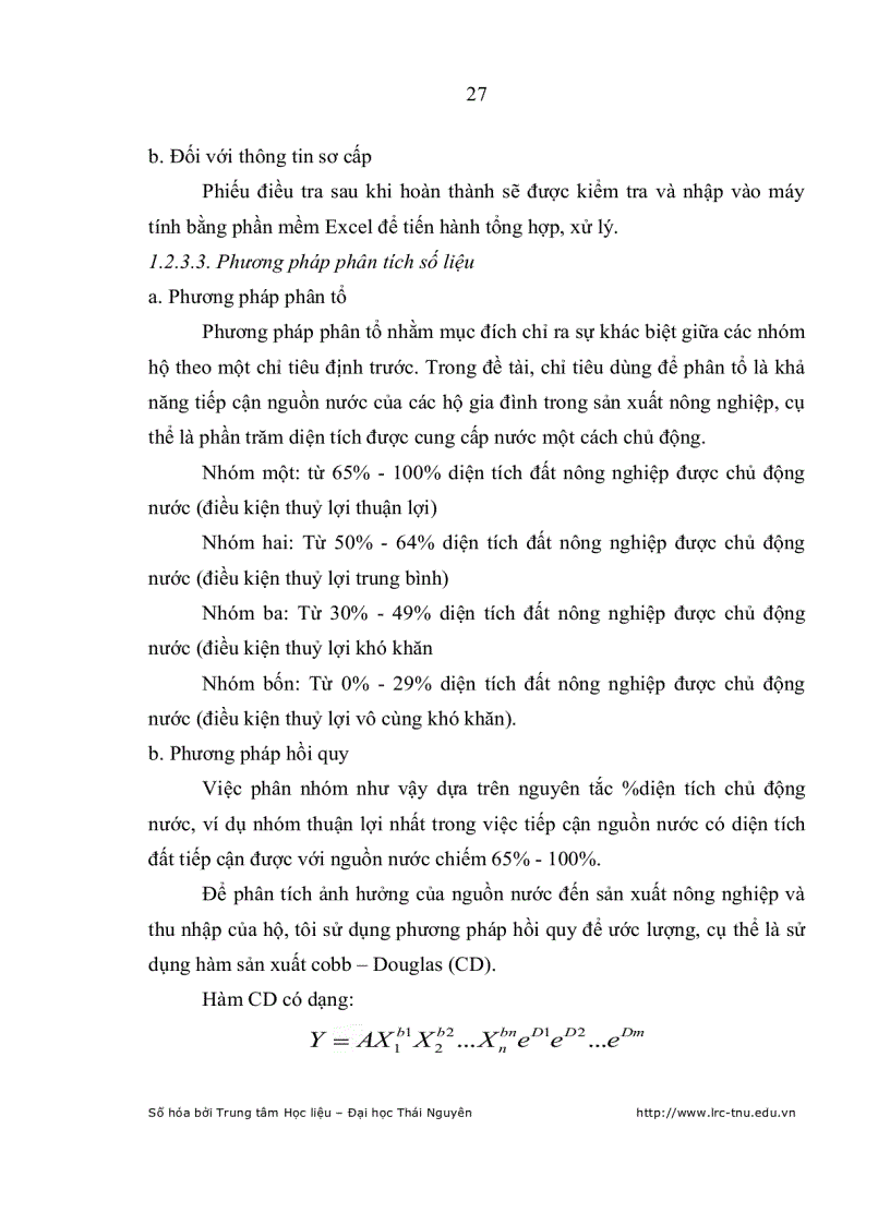image for page Ảnh hưởng của việc tiếp cận nguồn nước đến thu nhập của hộ nông dân xã Tân Lập huyện Chợ Đồn Bắc Kạn