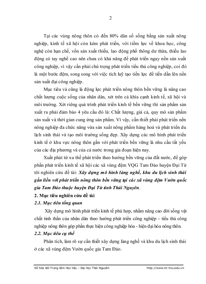image for page Xây dựng mô hình làng nghề khu du lịch sinh thái gắn liền với phát triển nông thôn bền vững tại các xã vùng đệm Vườn quốc gia Tam Đảo thuộc huyện Đại Từ tỉnh Thái Nguyên