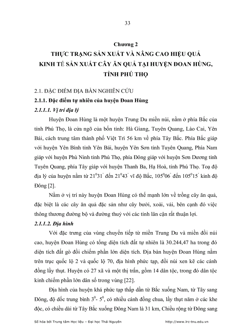 image for page Thực trạng và những giải pháp chủ yếu nhằm nâng cao hiệu quả kinh tế sản xuất cây ăn quả tại huyện Đoan Hùng tỉnh Phú Thọ