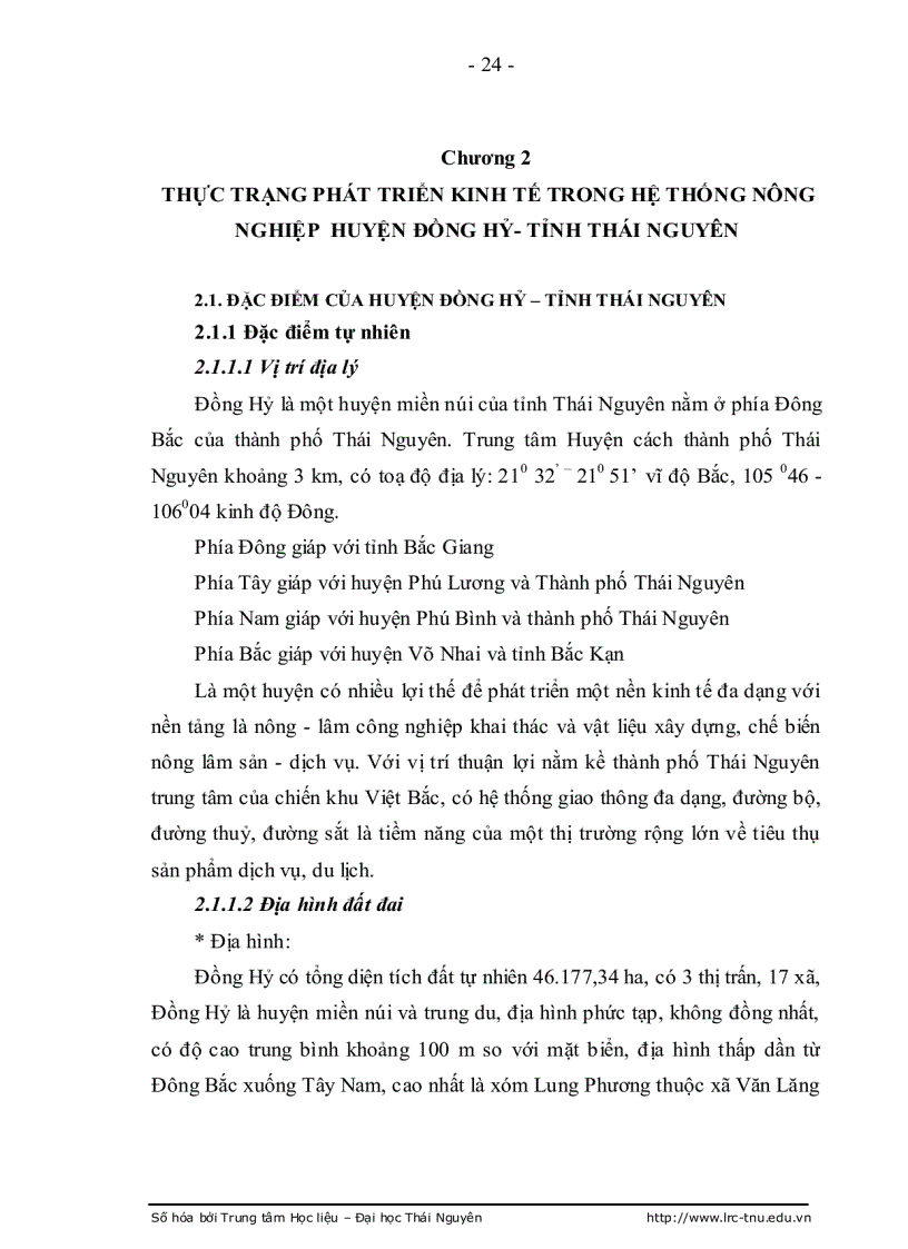 image for page Một số giải pháp nhằm phát triển kinh tế bền vững trong hệ thống nông nghiệp trên địa bàn huyện Đồng Hỷ tỉnh Thái Nguyên