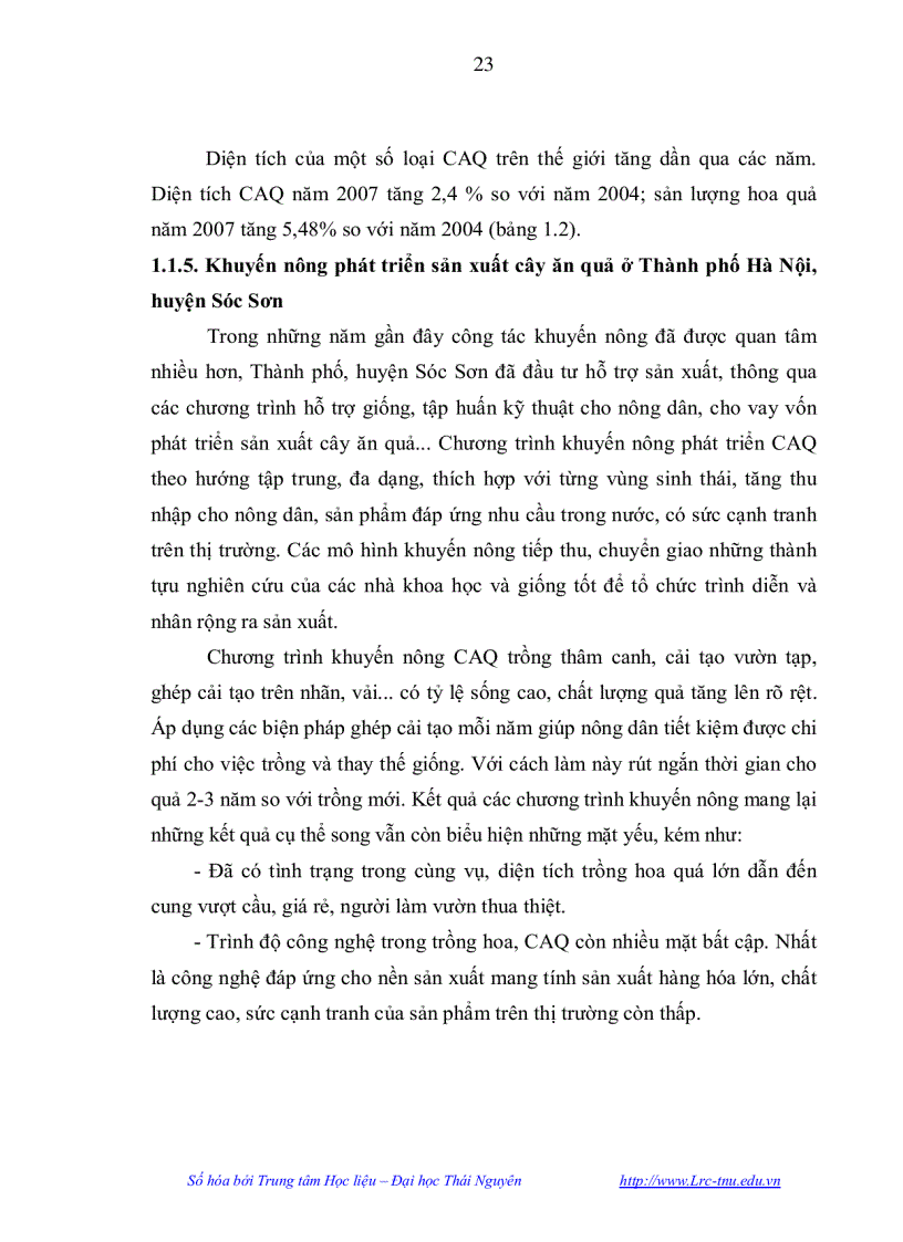 image for page Thực trạng và một số giải pháp khuyến nông nhằm phát triển sản xuất cây ăn quả trên địa bàn huyện Sóc Sơn Thành phố Hà Nội