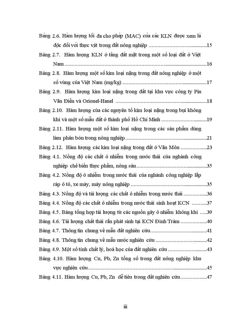 image for page Nghiên cứu sự tích luỹ kim loại nặng trong đất nông nghiệp và nước mặt xung quang khu công nghiệp Đình Trám tỉnh Bắc Giang