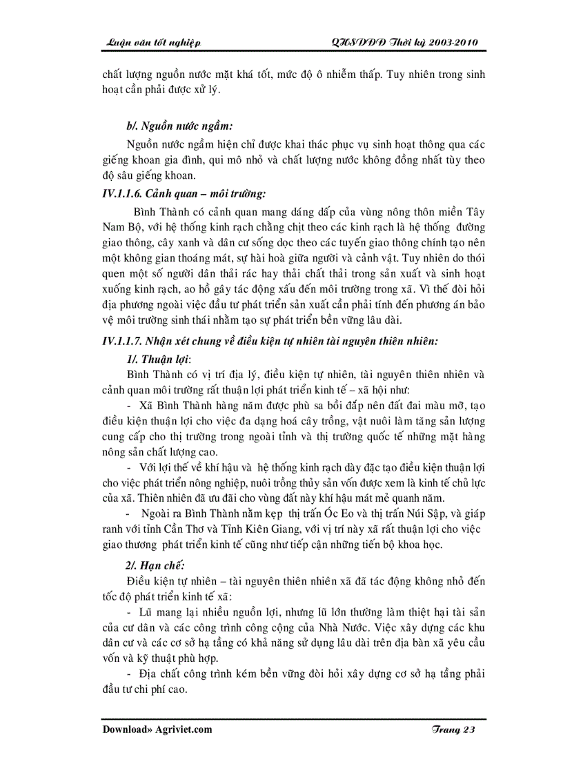 image for page Quy hoạch sử dụng đất đai xã Bình Thành huyện Thoại Sơn tỉnh An Giang thời kỳ 2003 2010