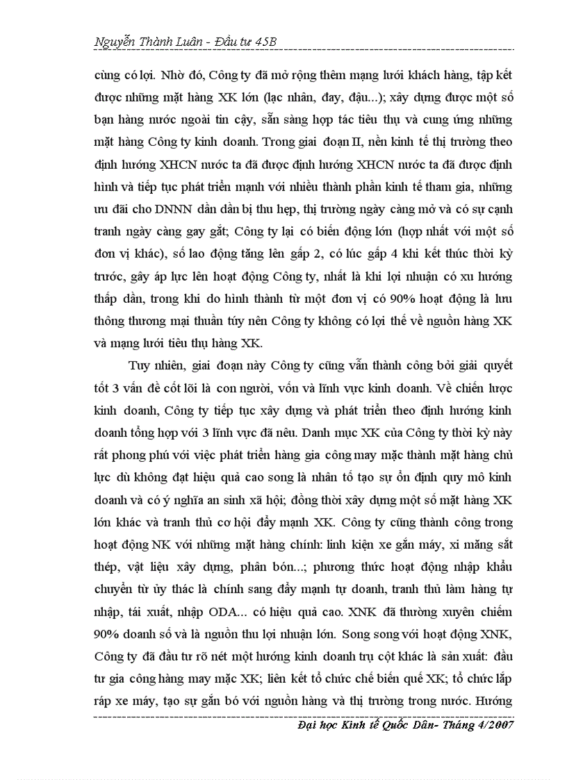 image for page Thực trạng và giải pháp của hoạt động đầu tư phát triển trong công ty XNK Tổng Hợp I