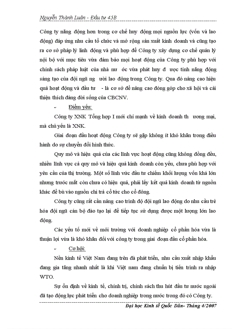 image for page Thực trạng và giải pháp của hoạt động đầu tư phát triển trong công ty XNK Tổng Hợp I