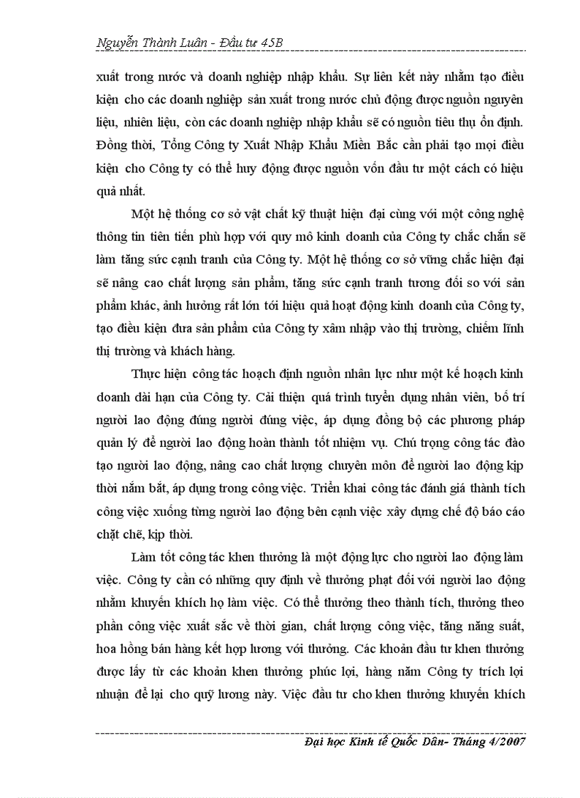 image for page Thực trạng và giải pháp của hoạt động đầu tư phát triển trong công ty XNK Tổng Hợp I