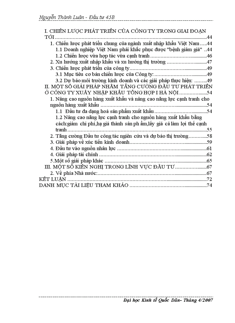 image for page Thực trạng và giải pháp của hoạt động đầu tư phát triển trong công ty XNK Tổng Hợp I