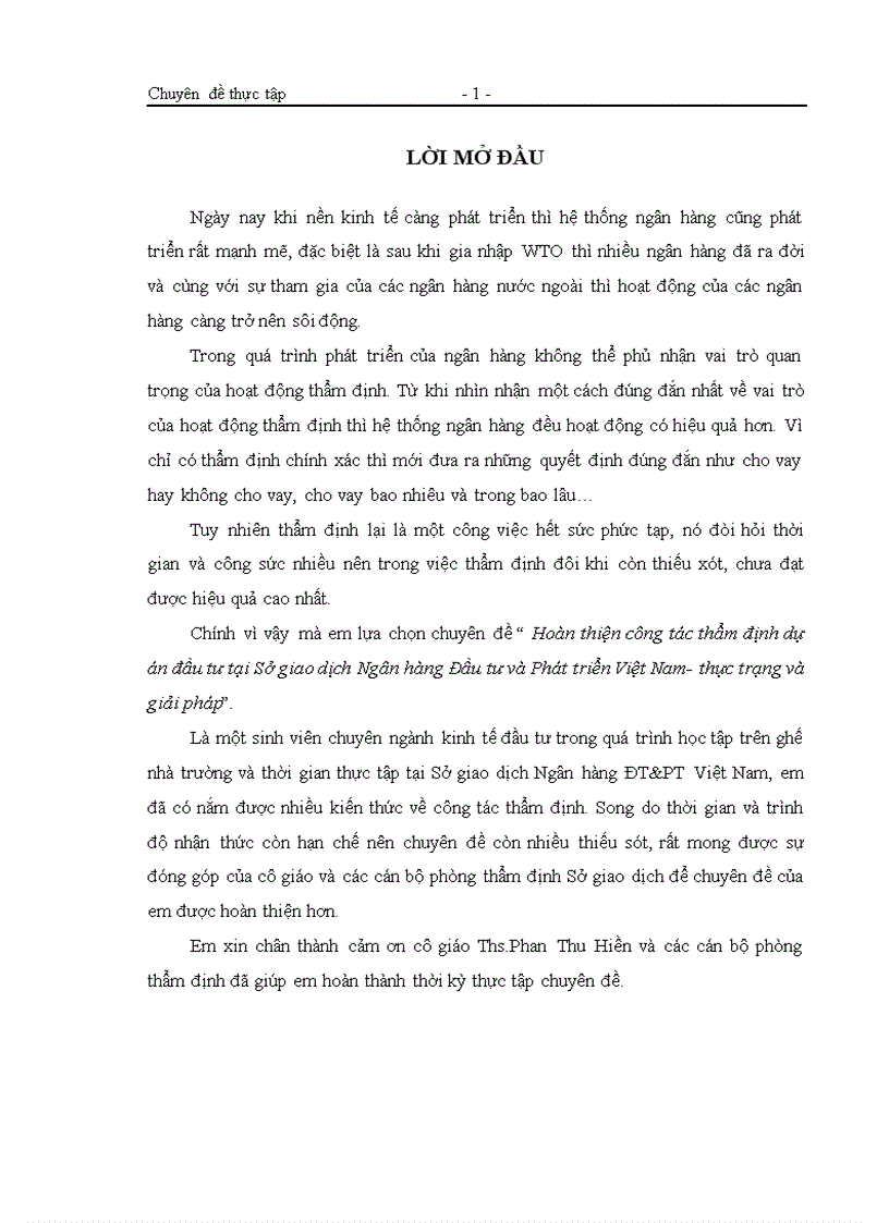 image for page Hoàn thiện công tác thẩm định dự án đầu tư tại Sở giao dịch Ngân hàng Đầu tư và Phát triển Việt Nam thực trạng và giải pháp