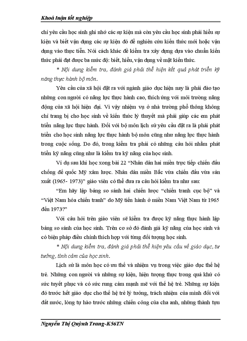 image for page Đổi mới việc kiểm tra đánh giá kết quả học tập lịch sử của học sinh trong dạy học Lịch sử Việt Nam từ năm 1954 đến năm 1975 ở lớp 12 THPT