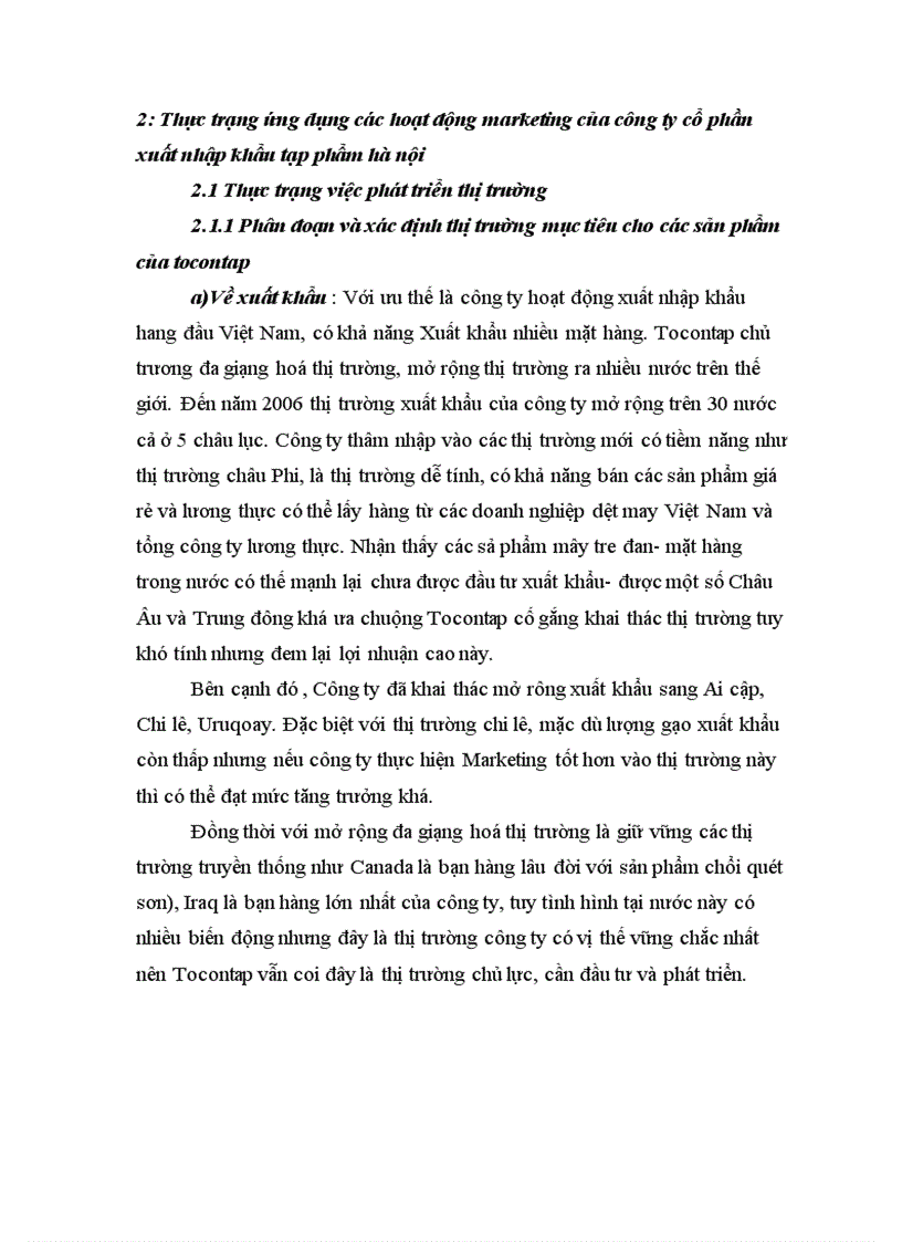 image for page Ứng dụng Marketing vào hoạt động xuất nhập khẩu của công ty cổ phần XNK hà nội TOCONTAP