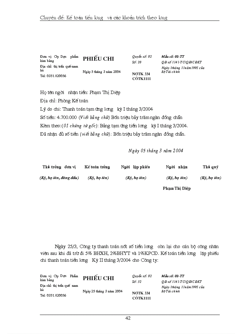 image for page Thực trạng về kế toán tiền lương và các khoản trích theo lương tại công ty dược phẩm kim bảng