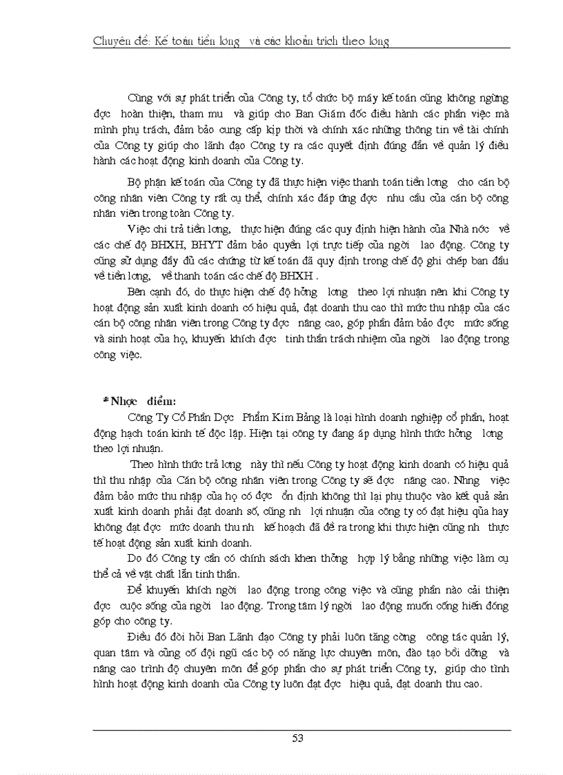 image for page Thực trạng về kế toán tiền lương và các khoản trích theo lương tại công ty dược phẩm kim bảng