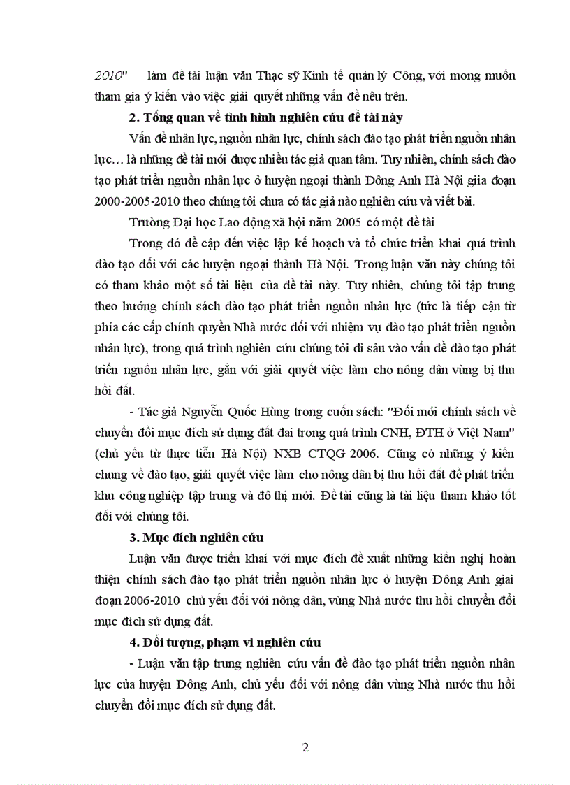 Hoàn thiện chính sách đào tạo phát triển nguồn nhân lực ở Huyện Đông Anh giai đoạn 2006 2010