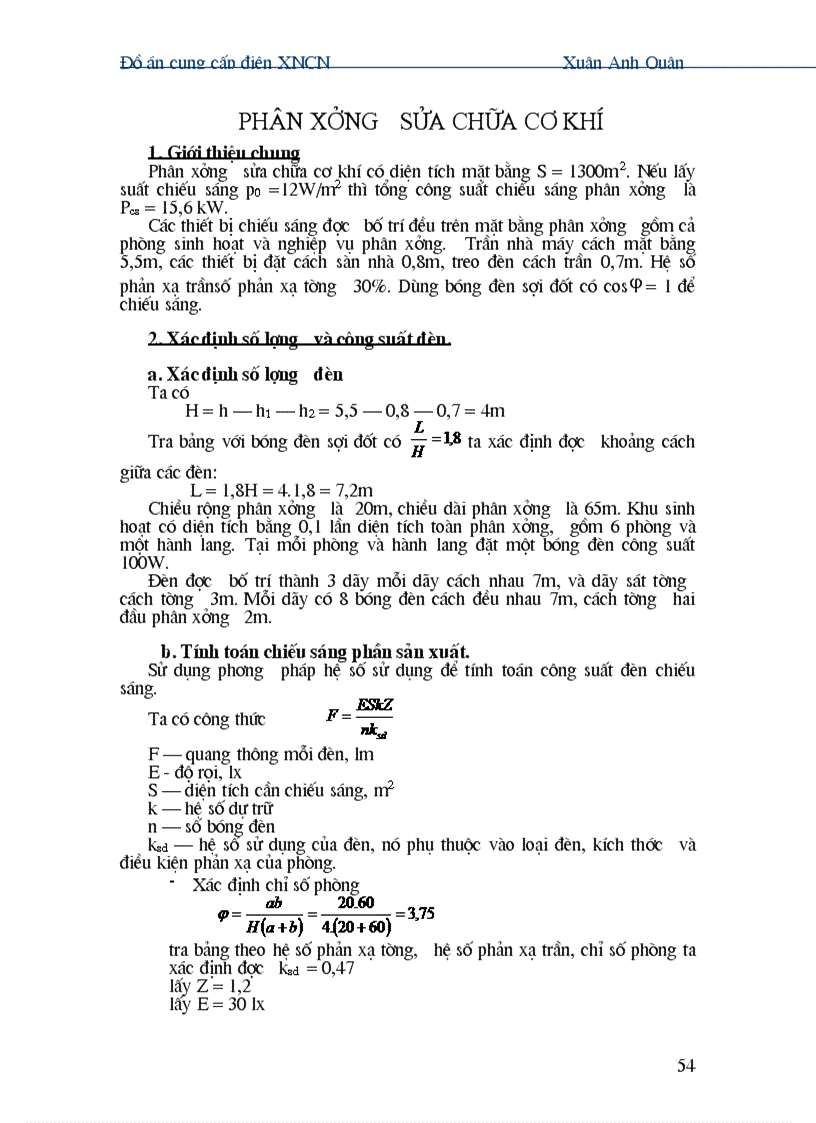 image for page Đồ án cung cấp điện XNCN