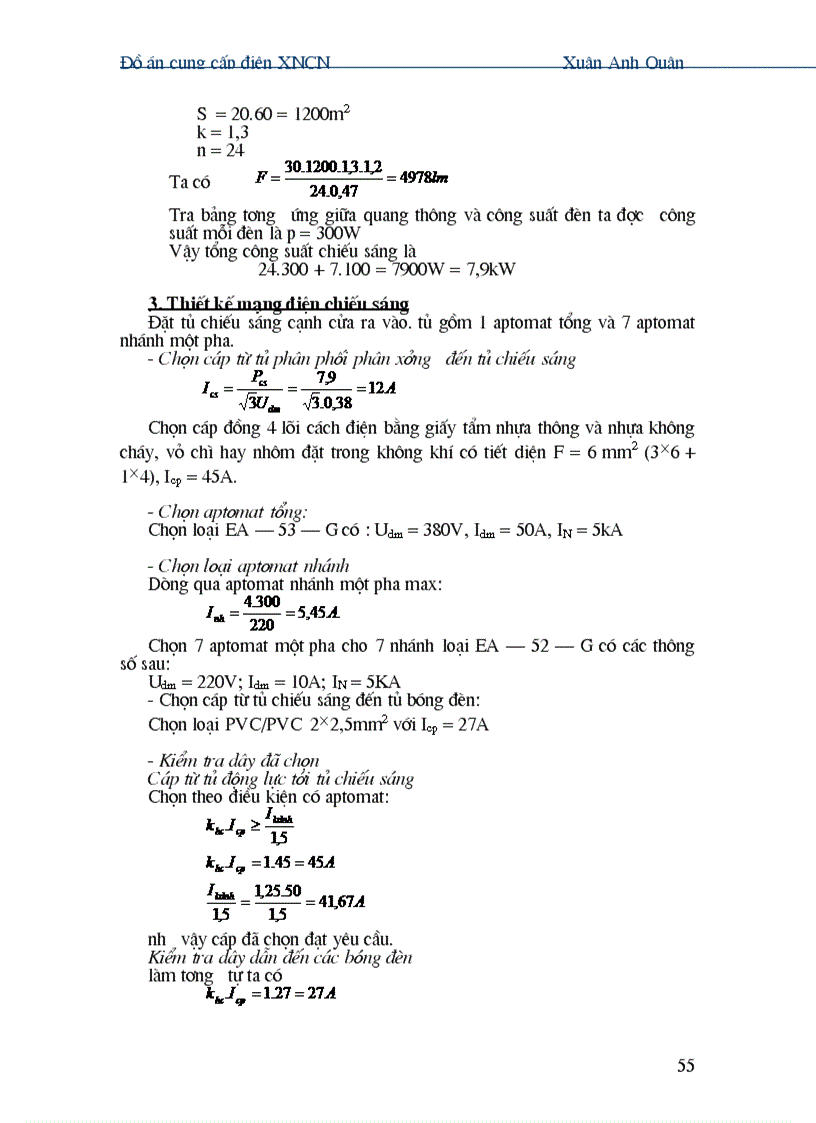 image for page Đồ án cung cấp điện XNCN