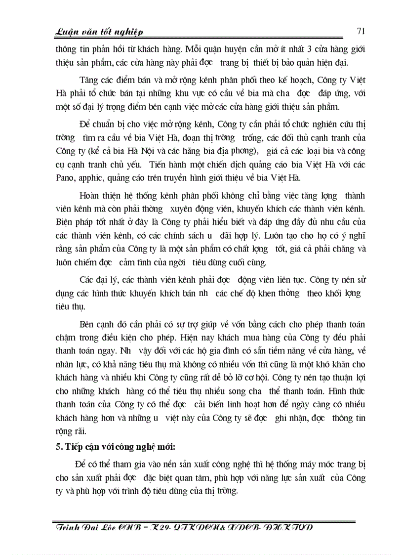 image for page Một số giải pháp cơ bản nhằm duy trì và mở rộng thị trường tiêu thụ sản phẩm của Công ty Bia Việt Hà