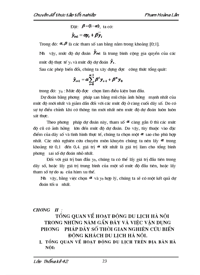 image for page Vận dụng phương pháp dãy số thời gian nghiên cứu biến động lượng khách du lịch đến Hà Nội giai đoạn 1997 2003 và dự đoán cho giai đoạn 2004 2005