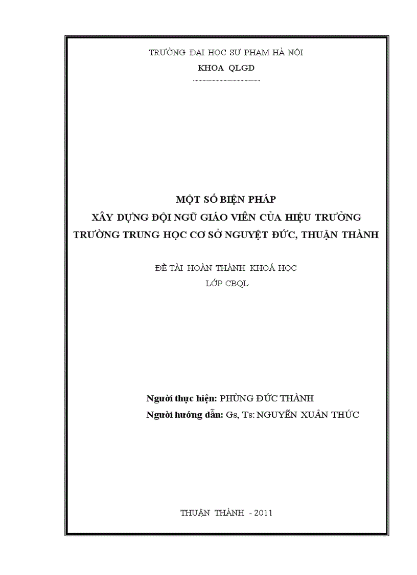 image for page Một số biện pháp xây dựng đội ngũ giáo viên của Hiệu trưởng trường THCS Nguyệt Đức Thuận Thành