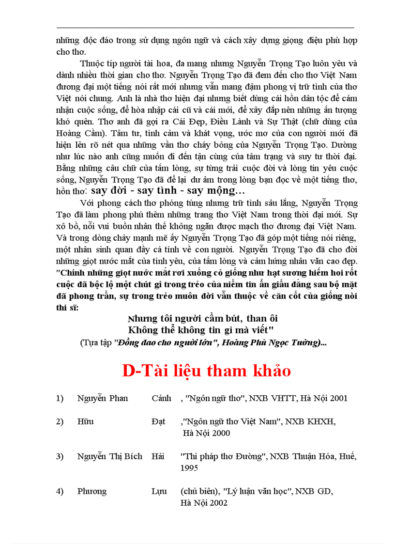 image for page Hình tượng thơ và quan niệm nghệ thuật về con người trong thơ Nguyễn Trọng Tạo