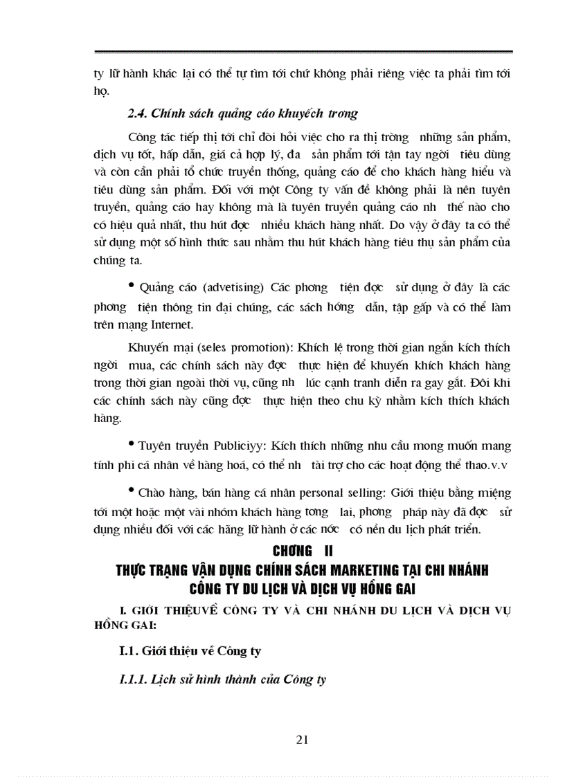 image for page Vấn dụng các chính sách marketing trong kinh doanh du lịch lữ hành ở Chi nhánh công ty du lịch và dịch vụ hồng gai tại Hà Nội