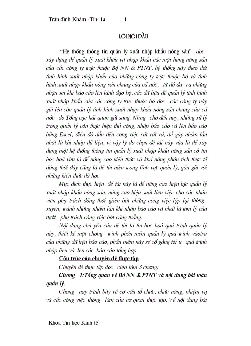 image for page Phân tích và thiết kế hệ thống thông tin quản lý xuất nhập khẩu nông sản tại Bộ NN PTNT