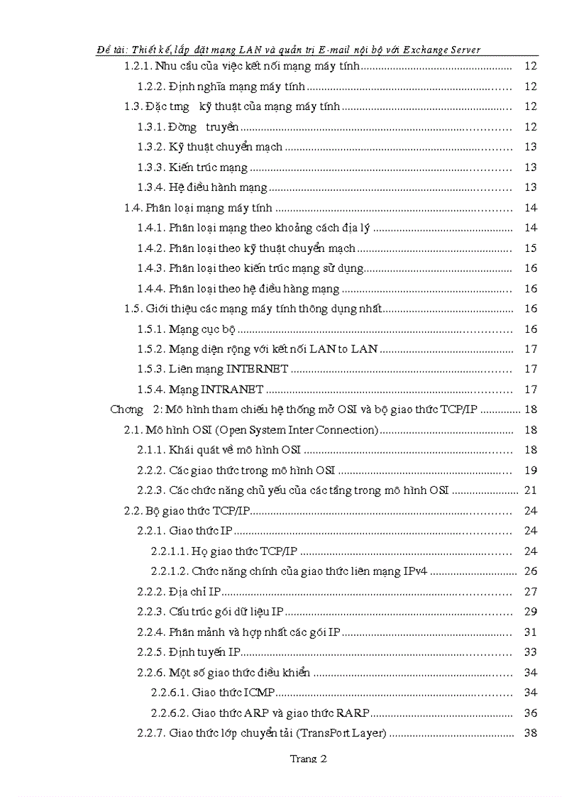 Thiết kế lắp đặt mạng LAN và quản trị E mail nội bộ với Exchange Server