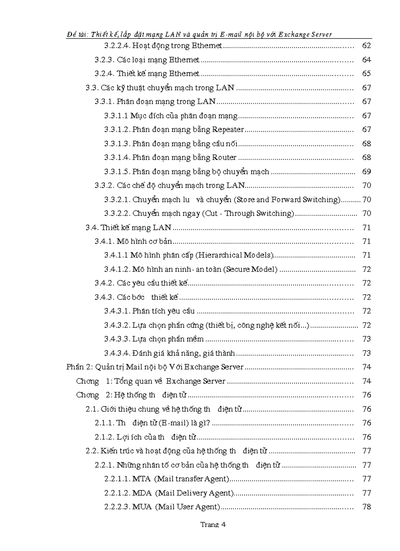 Thiết kế lắp đặt mạng LAN và quản trị E mail nội bộ với Exchange Server