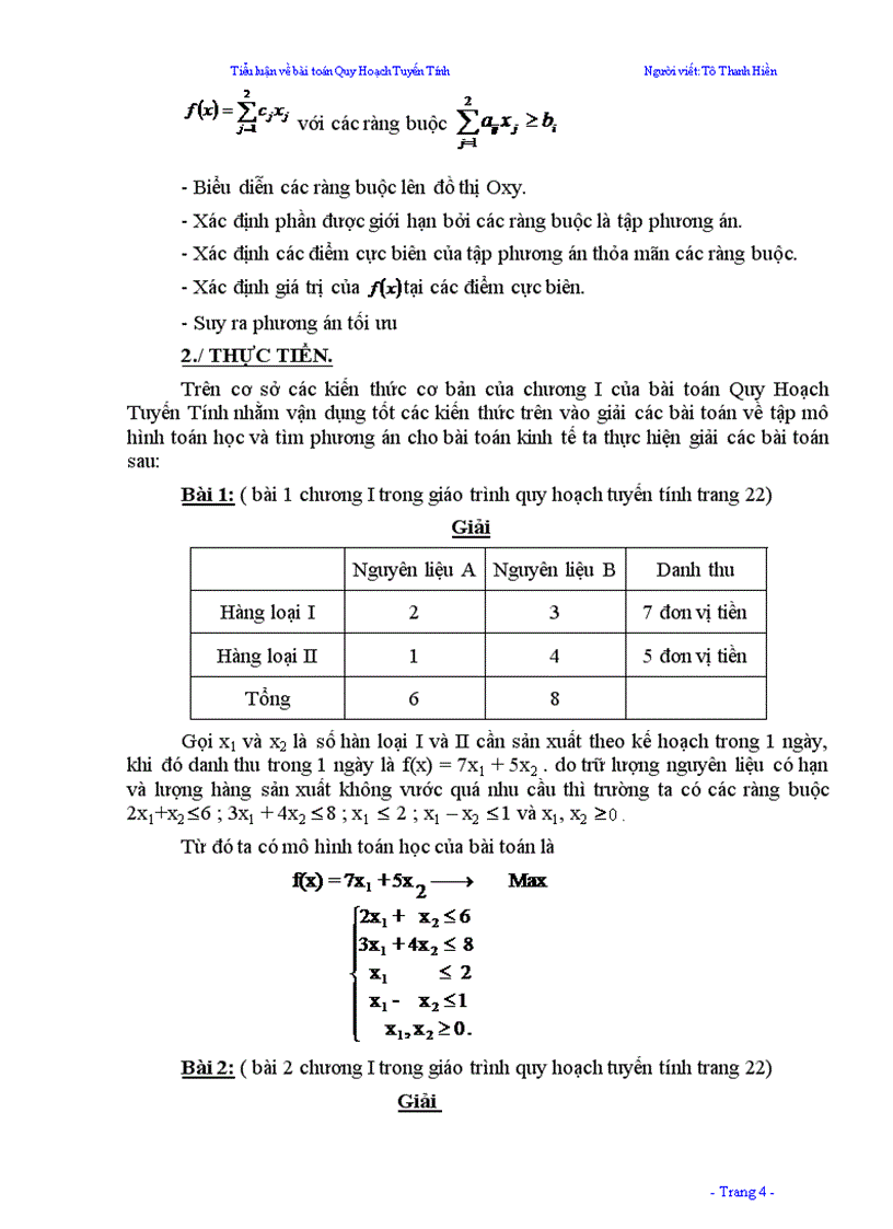 Quy hoạch tuyến tính