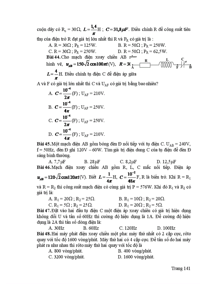 image for page Lựa chọn hệ thống bài tập hướng dẫn giải và giải bài tập vật lý về dòng điện xoay chiều