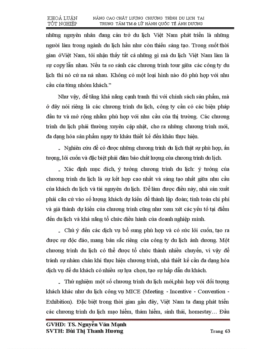image for page Nâng cao chất lượng chuơng trình du lịch tại trung tâm thuơng mại và lữ hành quốc tế Ánh Duơng