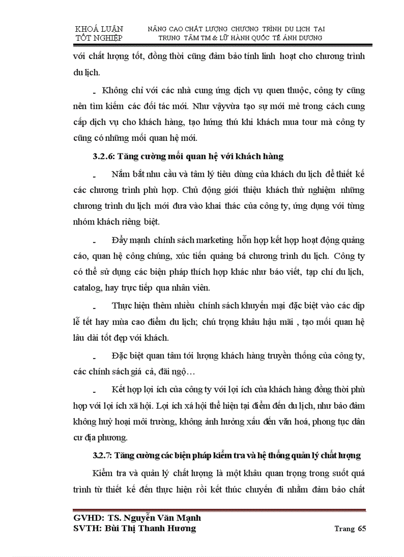 image for page Nâng cao chất lượng chuơng trình du lịch tại trung tâm thuơng mại và lữ hành quốc tế Ánh Duơng