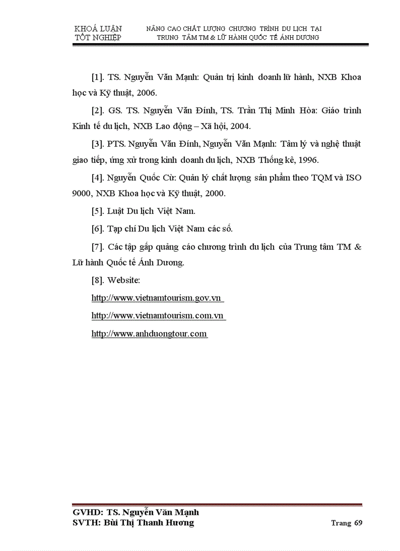image for page Nâng cao chất lượng chuơng trình du lịch tại trung tâm thuơng mại và lữ hành quốc tế Ánh Duơng