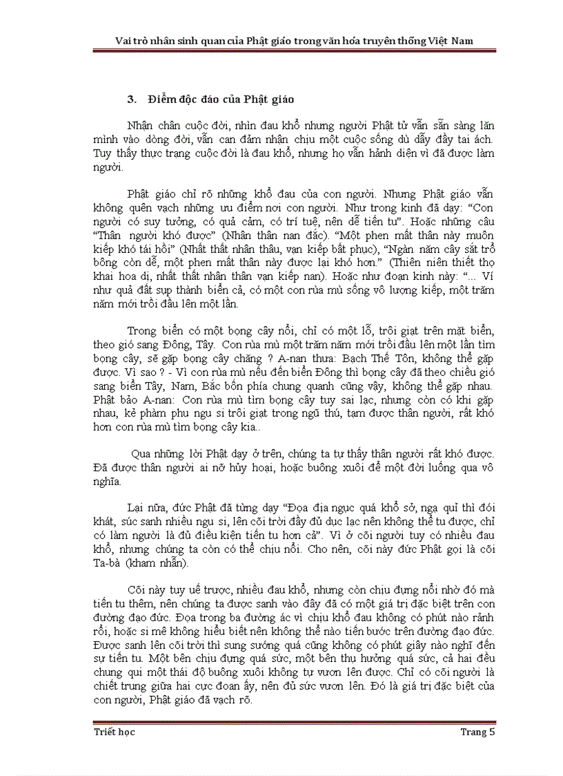 Vai trò Nhân sinh quan Phật giáo trong Văn hóa truyền thống Việt Nam