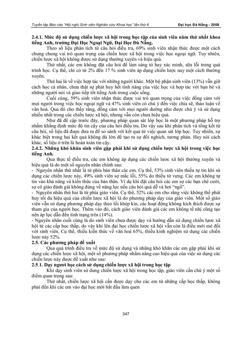 image for page Điều tra về mức độ sử dụng các chiến lược xã hội của sinh viên năm thứ nhất khoa tiếng anh trường đại học đà nẵng