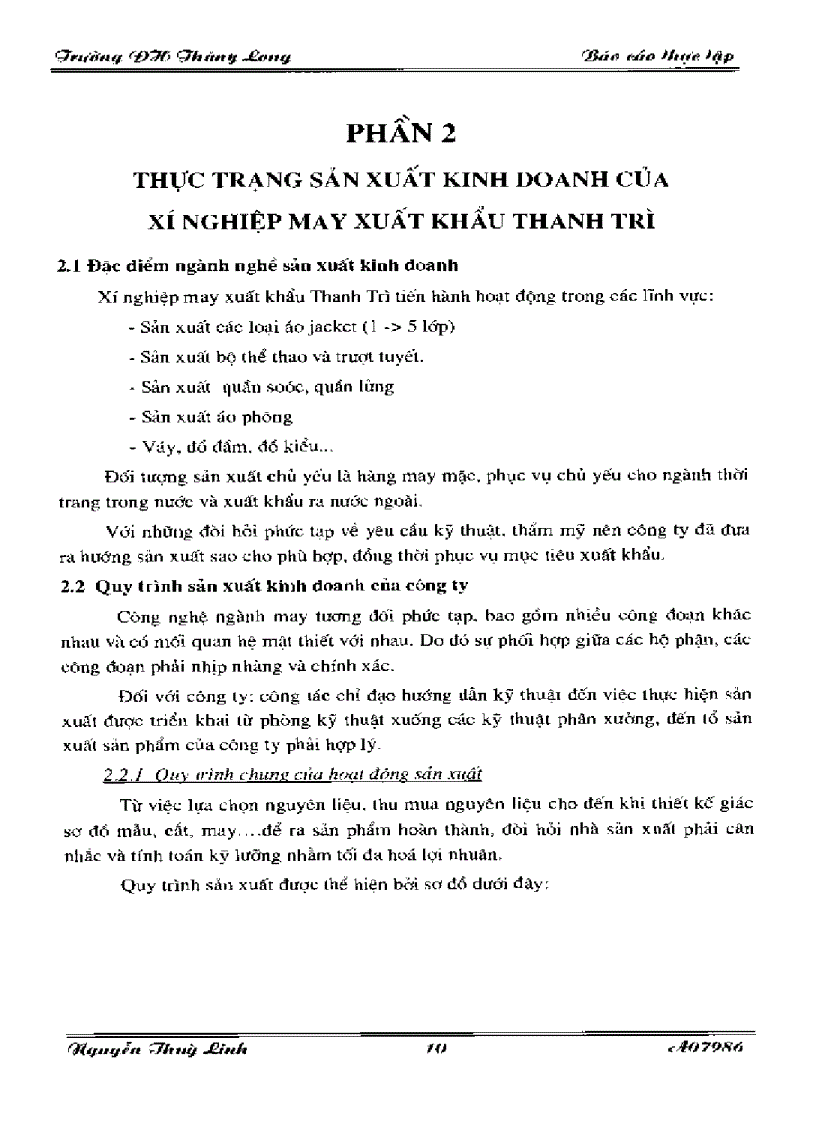 image for page Báo cáo thực tập tại Xí nghiệp may xuất khẩu Thanh Trì