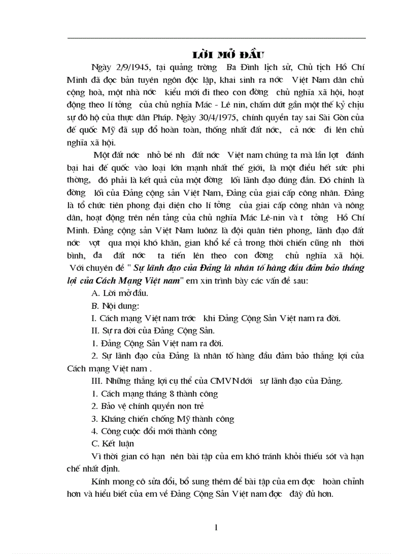 image for page Sự lãnh đạo của Đảng là nhân tố hàng đầu đảm bảo thắng lợi của Cách Mạng Việt nam