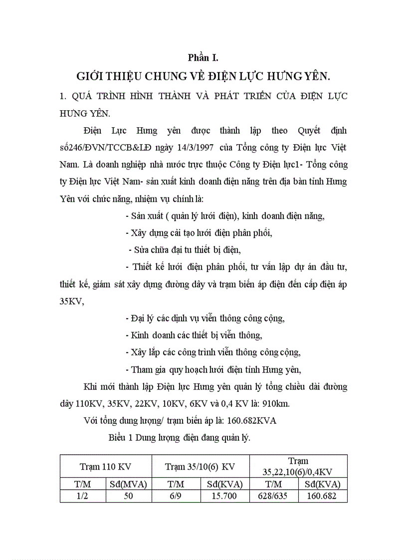 Vốn kinh doanh và giải pháp nâng cao hiệu quả sử dụng vốn tại Công ty Điện lực 1 Điện lực Hưng yên