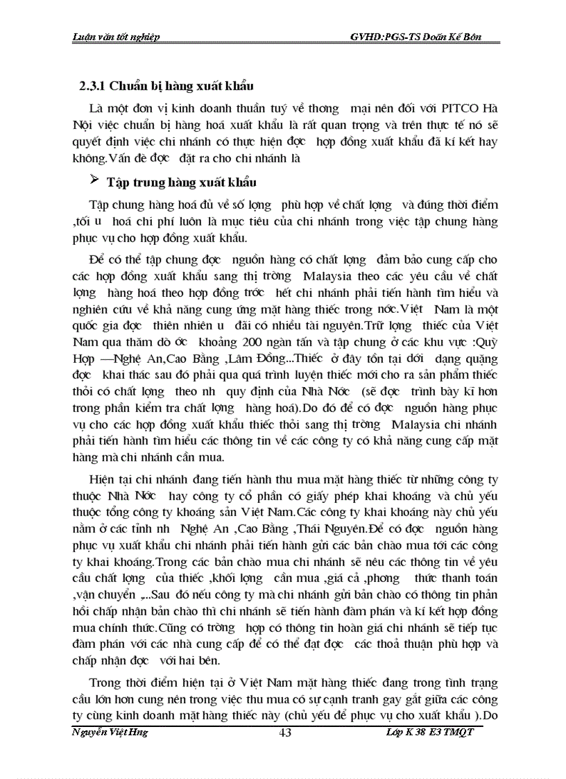 image for page Hoàn thiện quy trình tổ chức thực hiện hợp đồng xuất khẩu thiếc thỏi sang thị trường Malaysia của chi nhánh Công ty cổ phần XNK Petrolimex tại Hà Nội