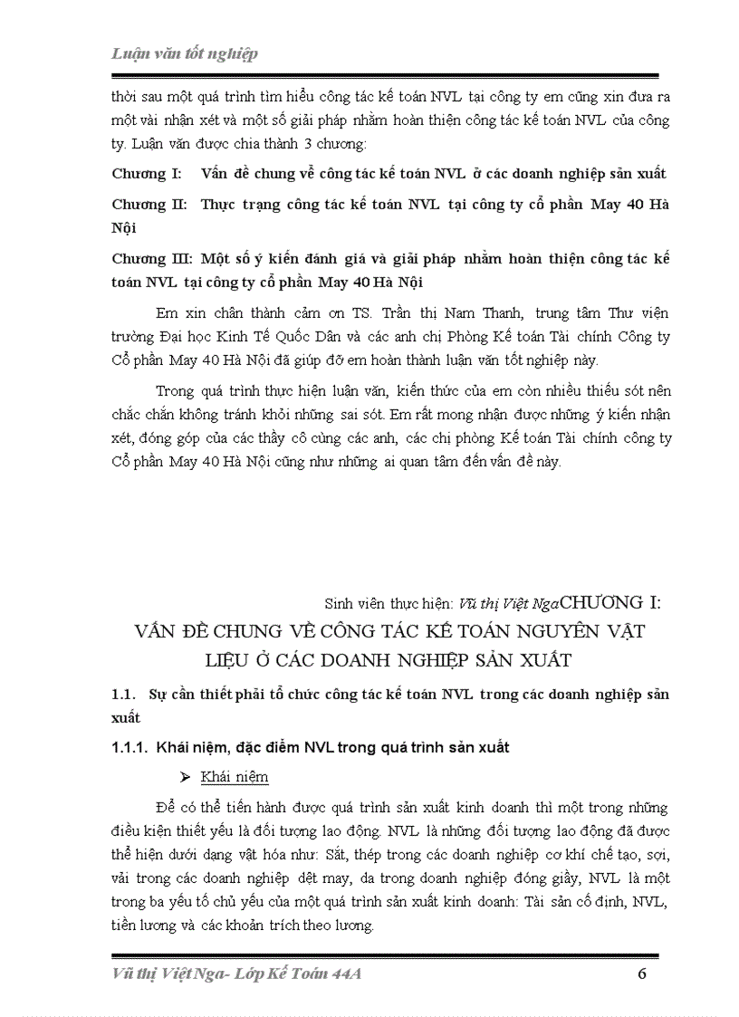 image for page Hoàn thiện công tác kế toán nguyên vật liệu tại công ty cổ phần May 40 Hà Nội