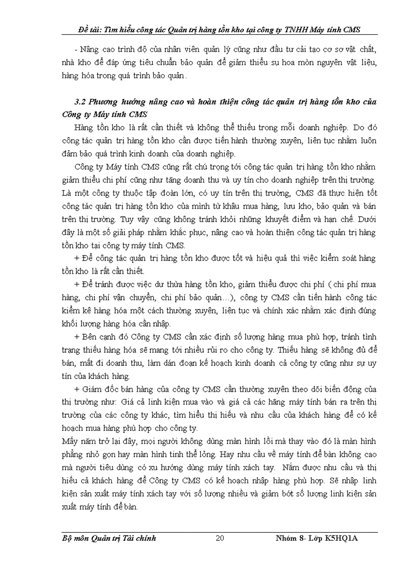 image for page Bài thảo luận Quản trị hàng tồn kho của công ty máy tính CMS