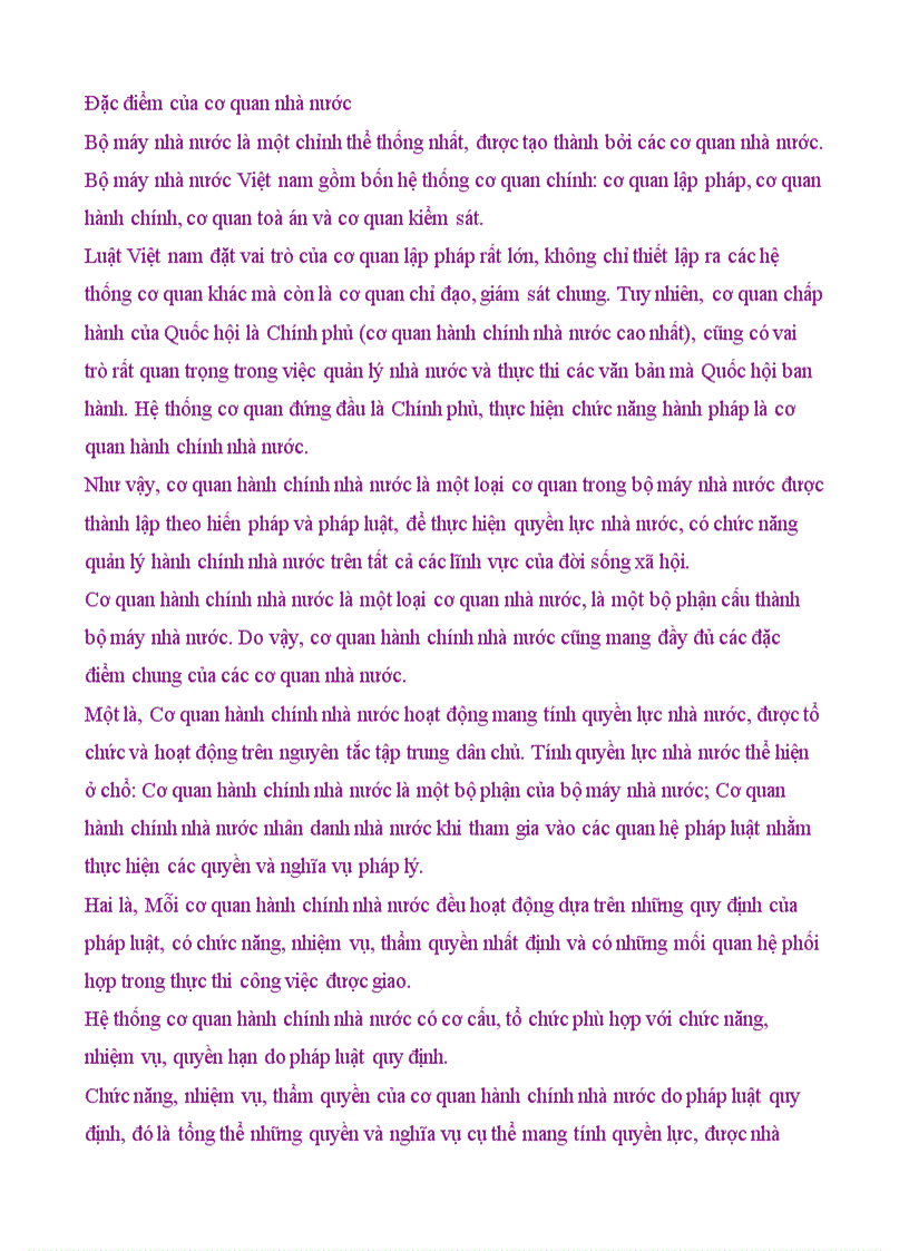 image for page Đặc điểm của cơ quan nhà nước
