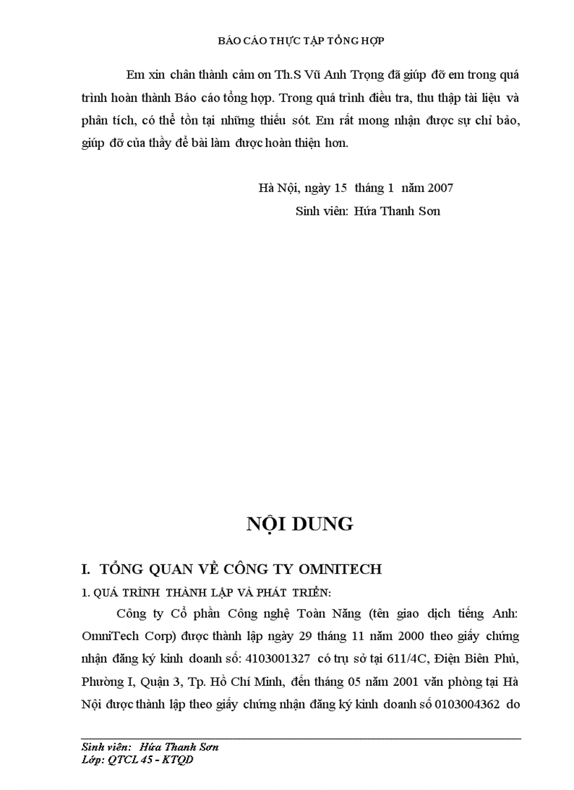 image for page Hoạt động của Công ty Cổ phần Công nghệ Toàn năng OMNITECH