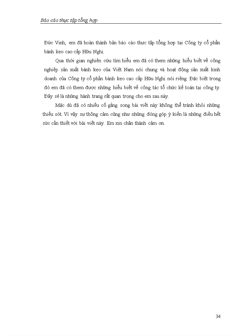 image for page Báo cáo thực tập tại Công ty cổ phần bánh kẹo cao cấp Hữu Nghị