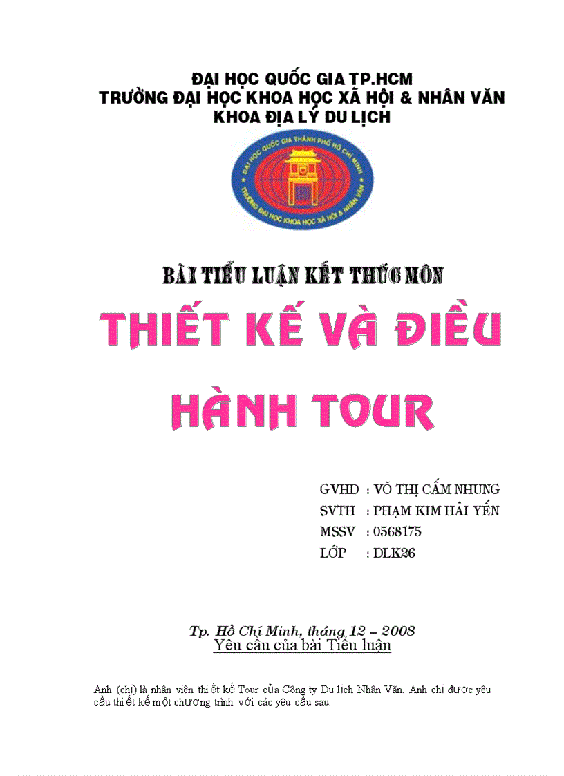 image for page Thiết kế và điều hành tour