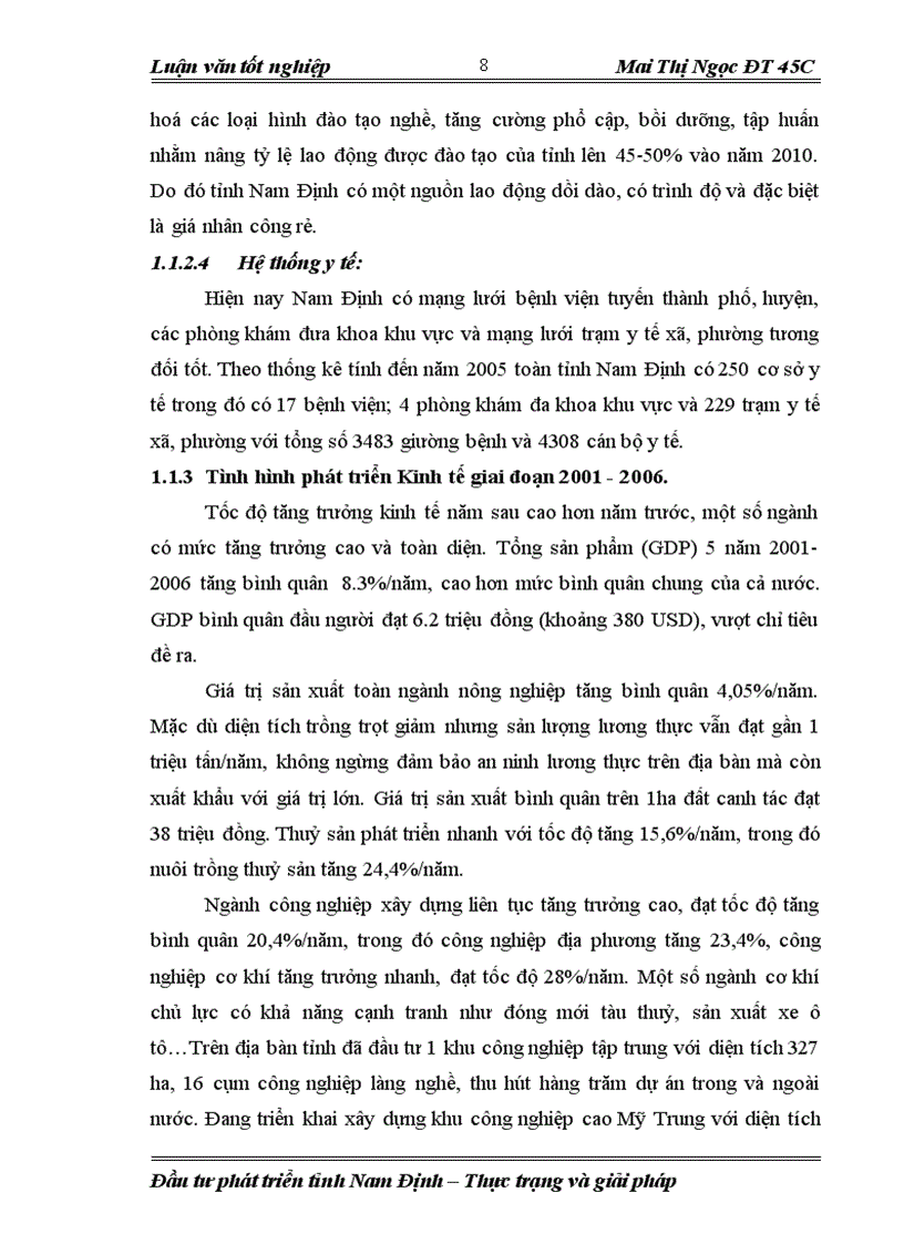 image for page Đầu tư phát triển ở tỉnh Nam Định giai đoạn 2001 2006 Thực trạng và giải pháp