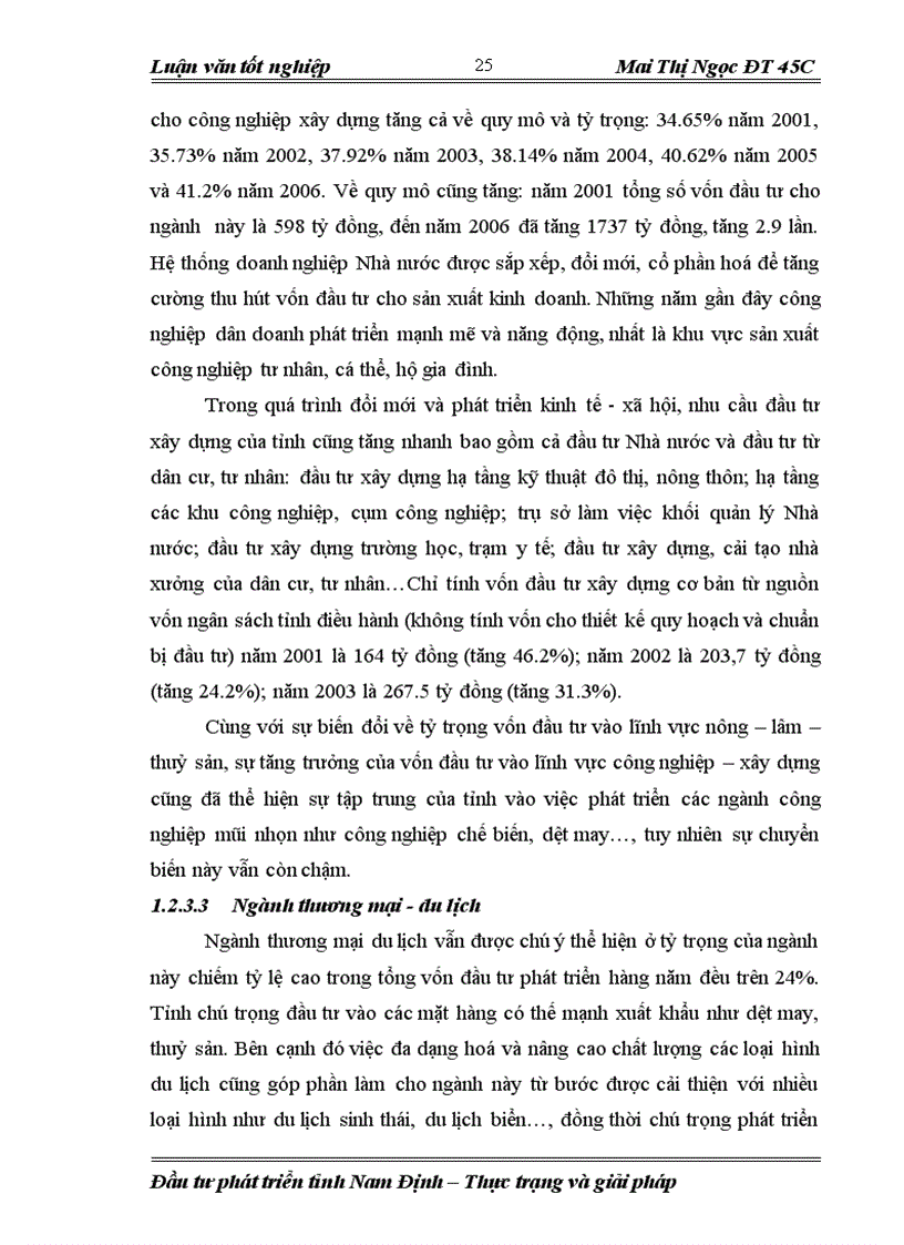 image for page Đầu tư phát triển ở tỉnh Nam Định giai đoạn 2001 2006 Thực trạng và giải pháp