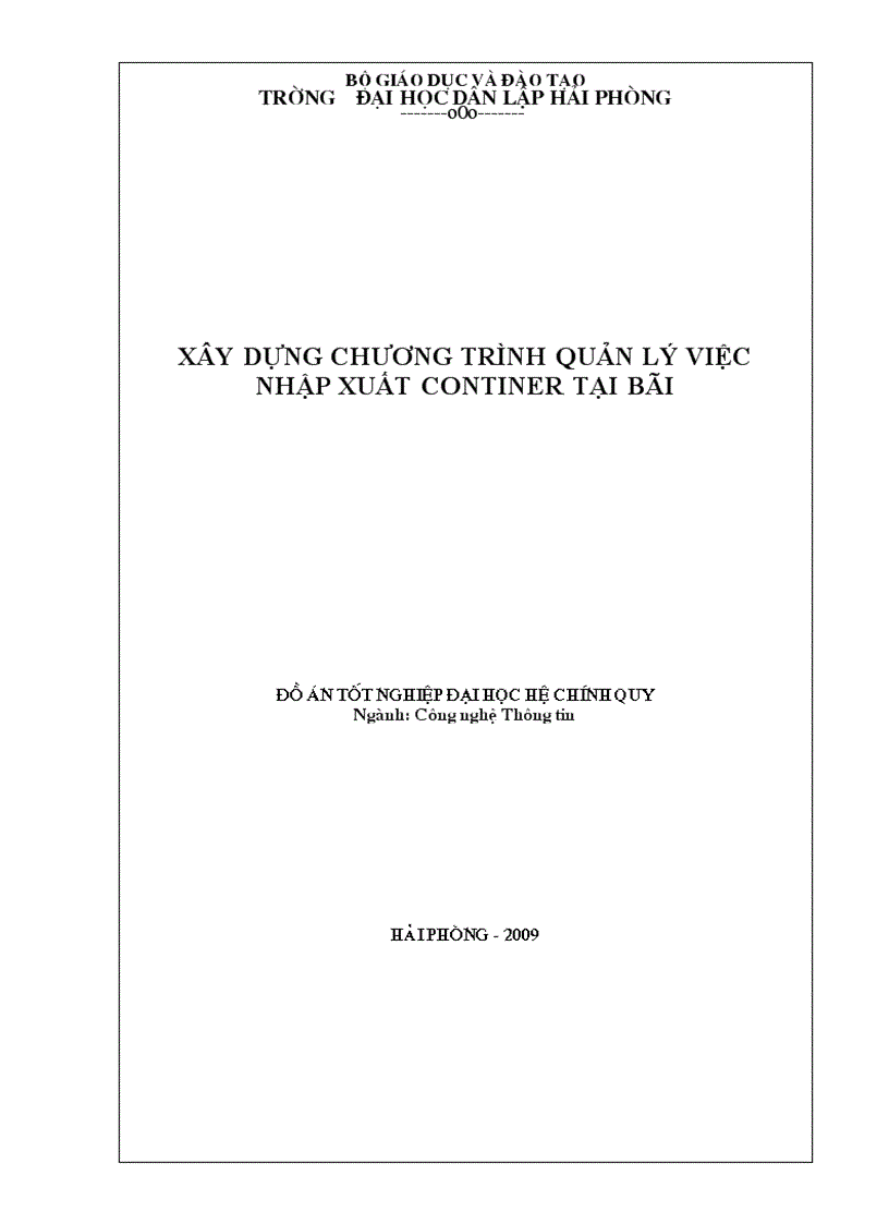 image for page Xây dựng chương trình Quản lý việc nhập xuất continer tại bãi