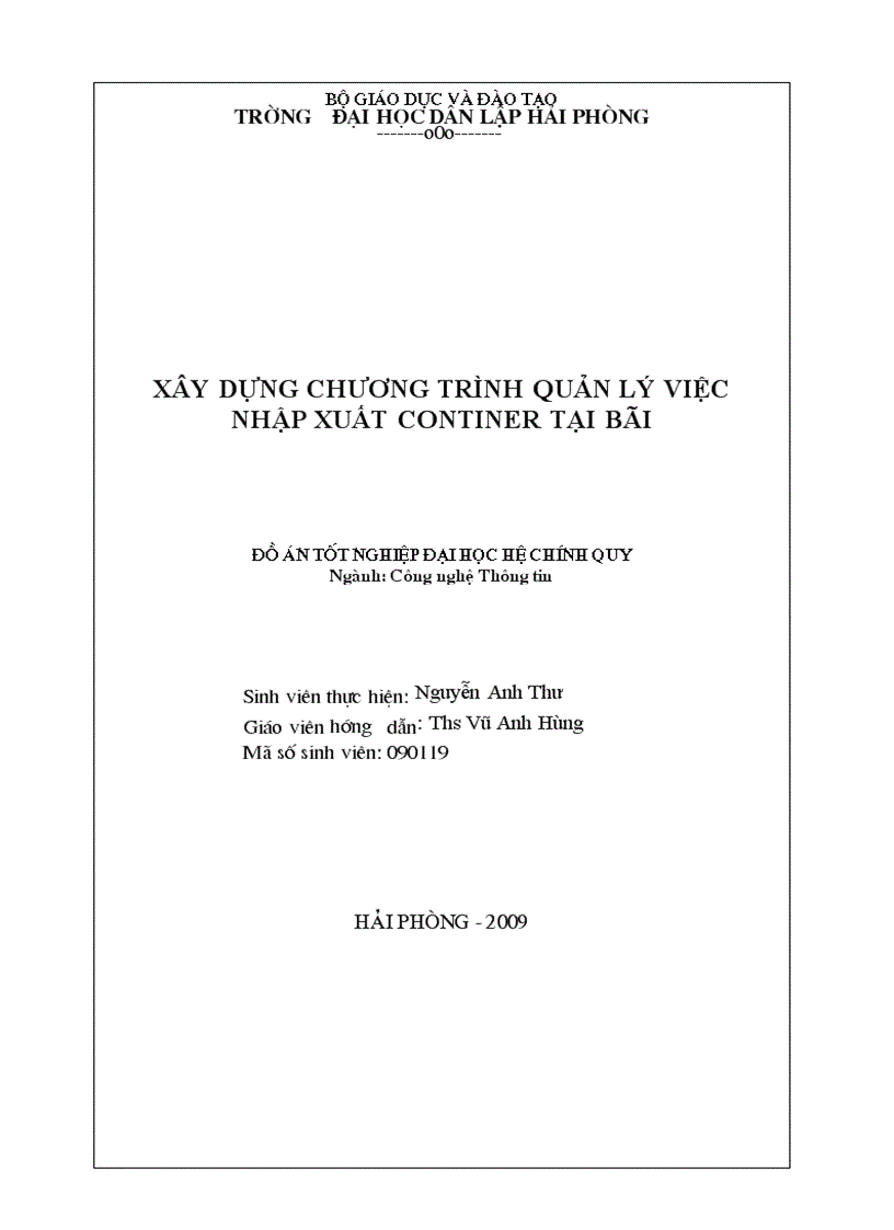 image for page Xây dựng chương trình Quản lý việc nhập xuất continer tại bãi