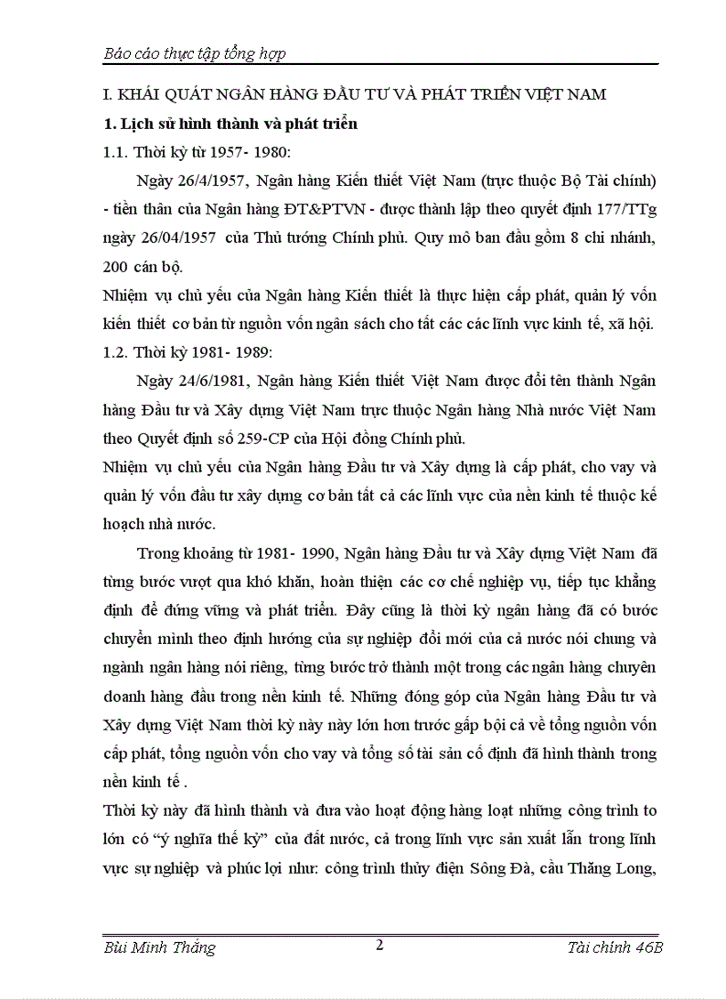 image for page Báo cáo tổng hợp về Chi nhánh Ngân Hàng Đầu Tư và Phát Triển Đông Đô